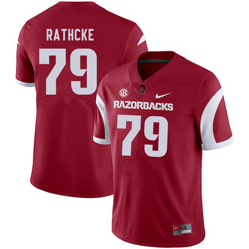 Men #79 Dylan Rathcke Arkansas Razorbacks College Football Jerseys Sale-Cardinal